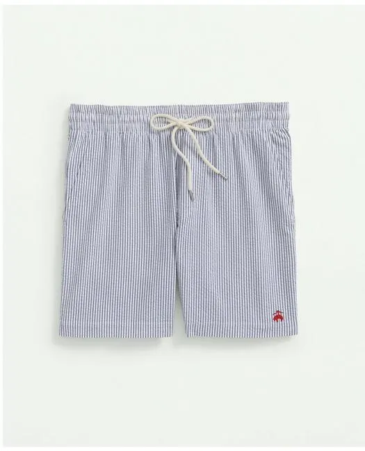Brooks Brothers Men's Stretch Cotton Seersucker Friday Shorts Blue/Ivory Brooks Brothers