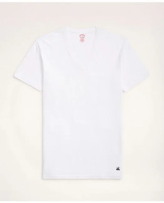 Brooks Brothers Men's Supima Cotton V-Neck Undershirt-3 Pack White Brooks Brothers