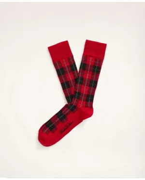 Brooks Brothers Men's Tartan Crew Socks Dark Red Brooks Brothers