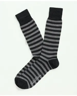 Brooks Brothers Men's Wool Blend Feeder Stripe Socks Light Grey Brooks Brothers