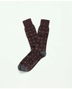 Brooks Brothers Men's Wool Blend Paisley Socks Dark Red Brooks Brothers
