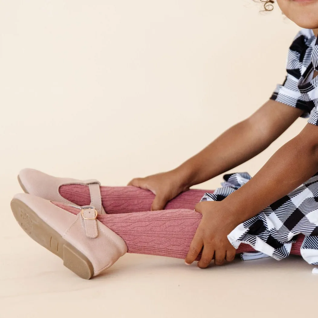 Cable Knit Tights - Mauve Rose by Little Stocking Co.