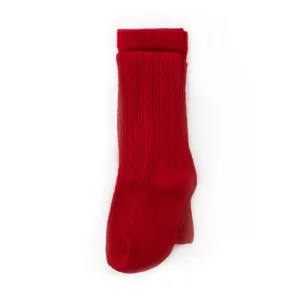 Cable Knit Tights - True Red by Little Stocking Co.