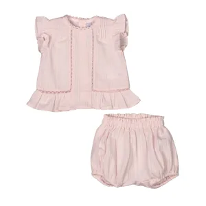 Carene | Girls Pink Organic Cotton Shorts Set Babykids_Bebe-Sweeny