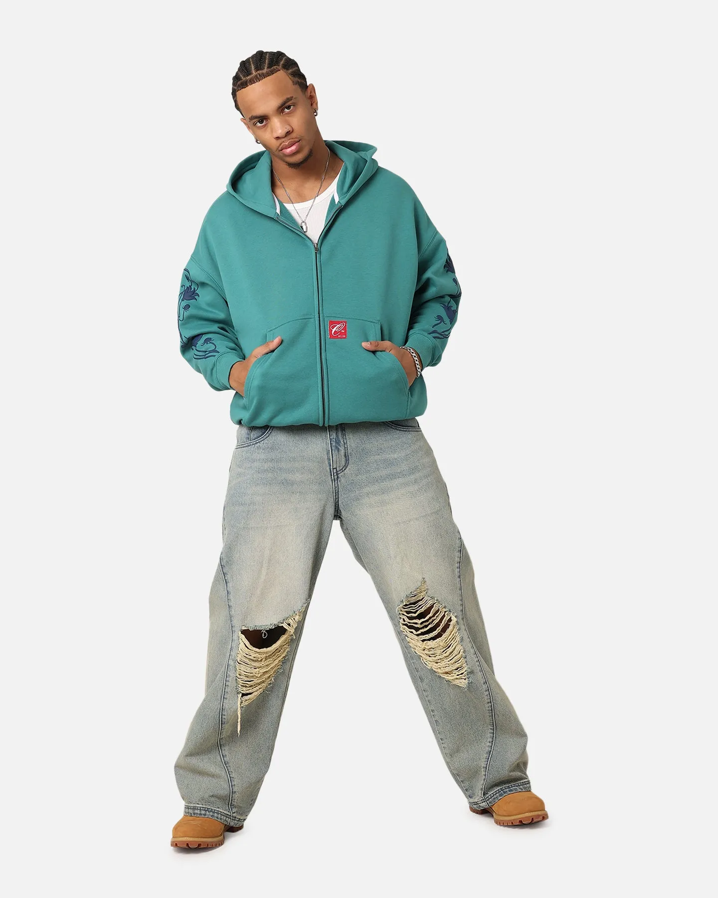 Carre Flower Bomb Full Zip Hoodie Oxidized Green