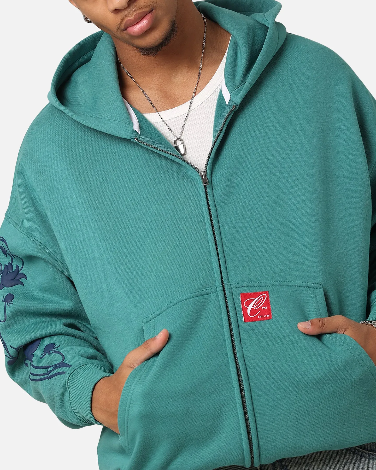 Carre Flower Bomb Full Zip Hoodie Oxidized Green