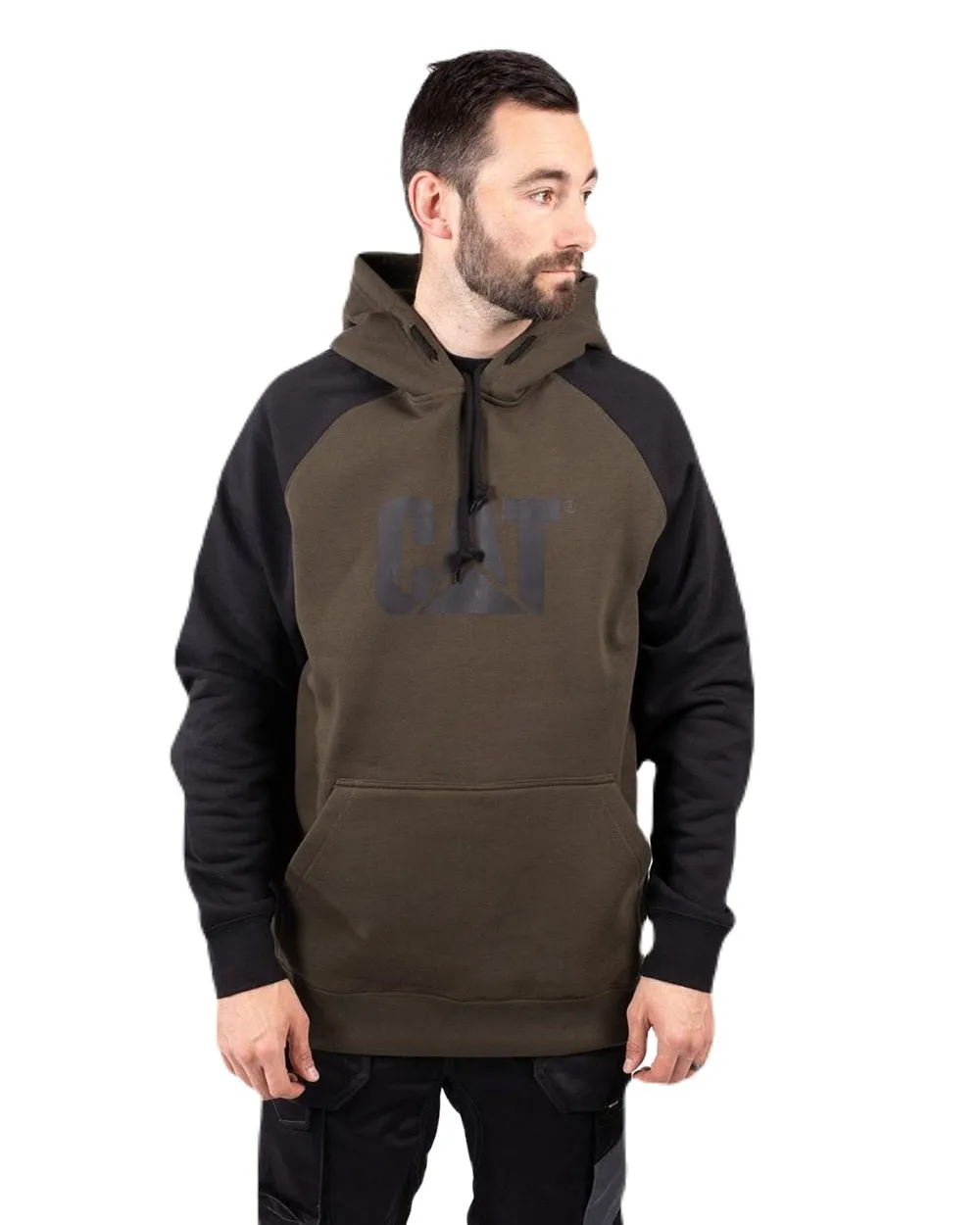 Caterpillar Mens Raglan Hooded Sweatshirt Caterpillar