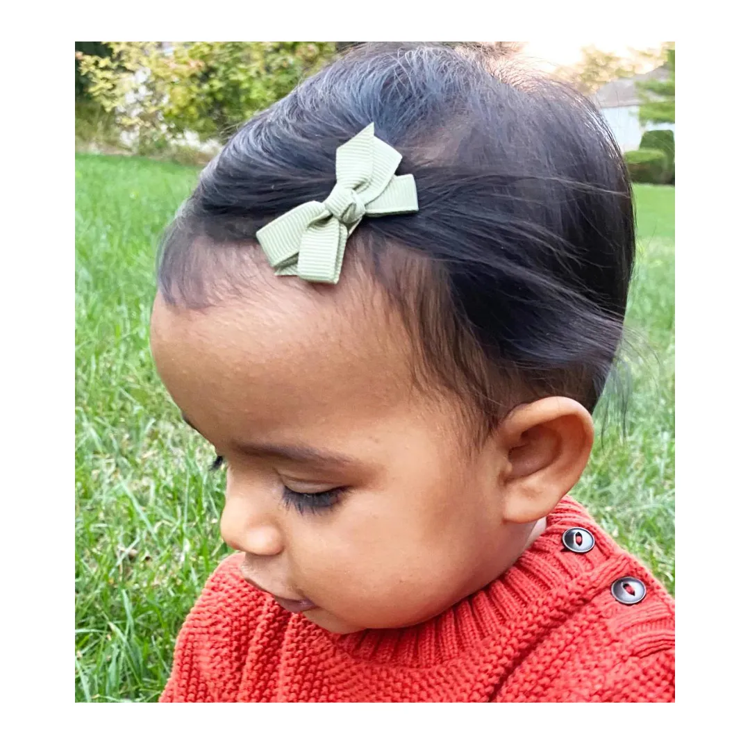 Chelsea Grosgrain Bows on Snap Clips Set of 5 - Sandcastle by Baby Wisp