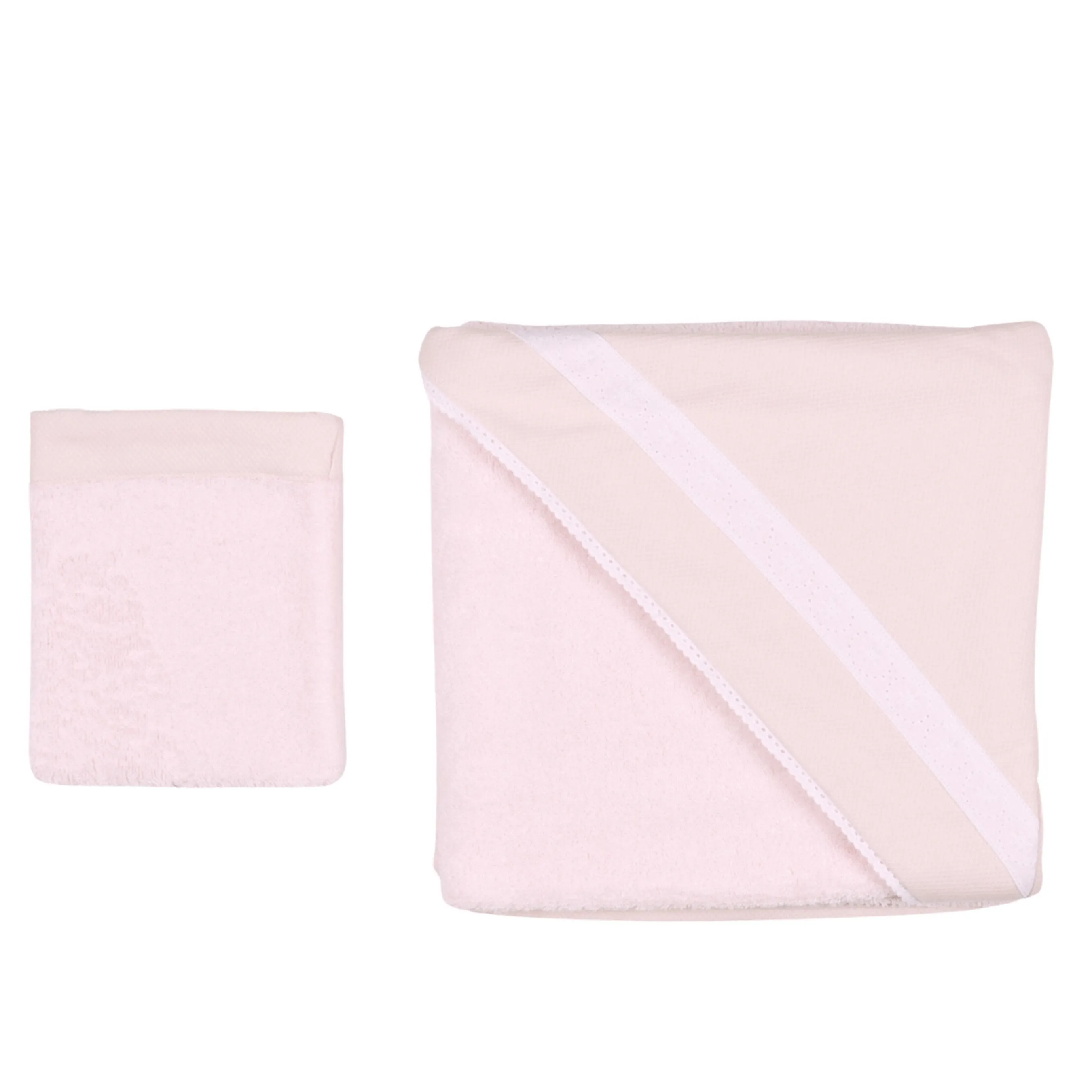 Chely | Girls Light Pink Hooded Towel & Washcloth (2) Babykids_Bebe-Sweeny