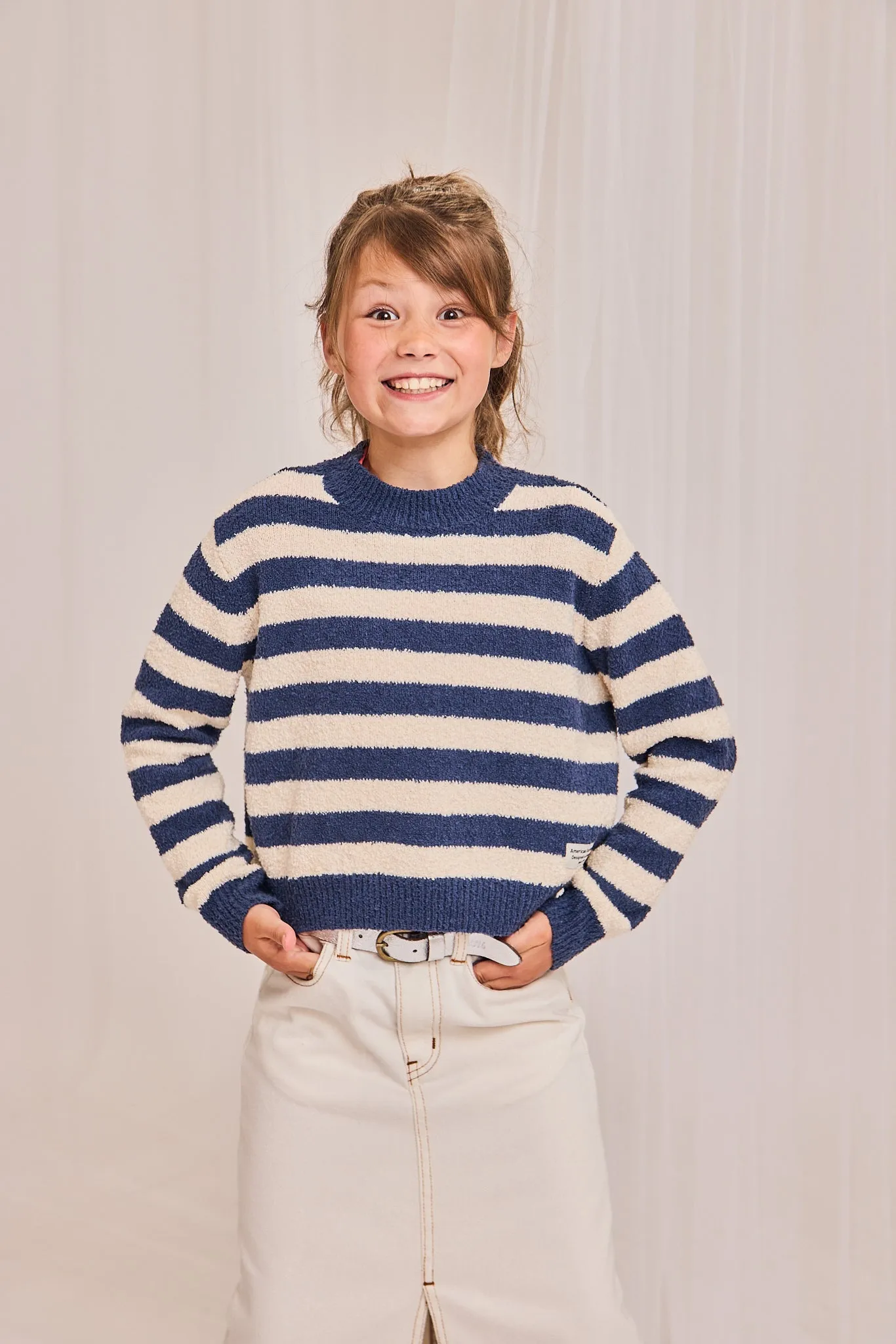 chock striped c-neck 000760 - indigo Ao76 Clothes Boys Girls