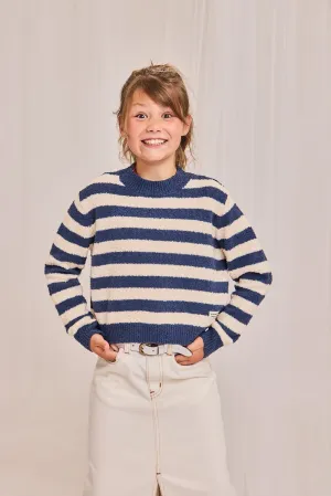 chock striped c-neck 000760 - indigo Ao76 Clothes Boys Girls