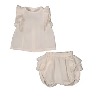 Claire | Girls Ivory Organic Cotton Shorts Set Babykids_Bebe-Sweeny