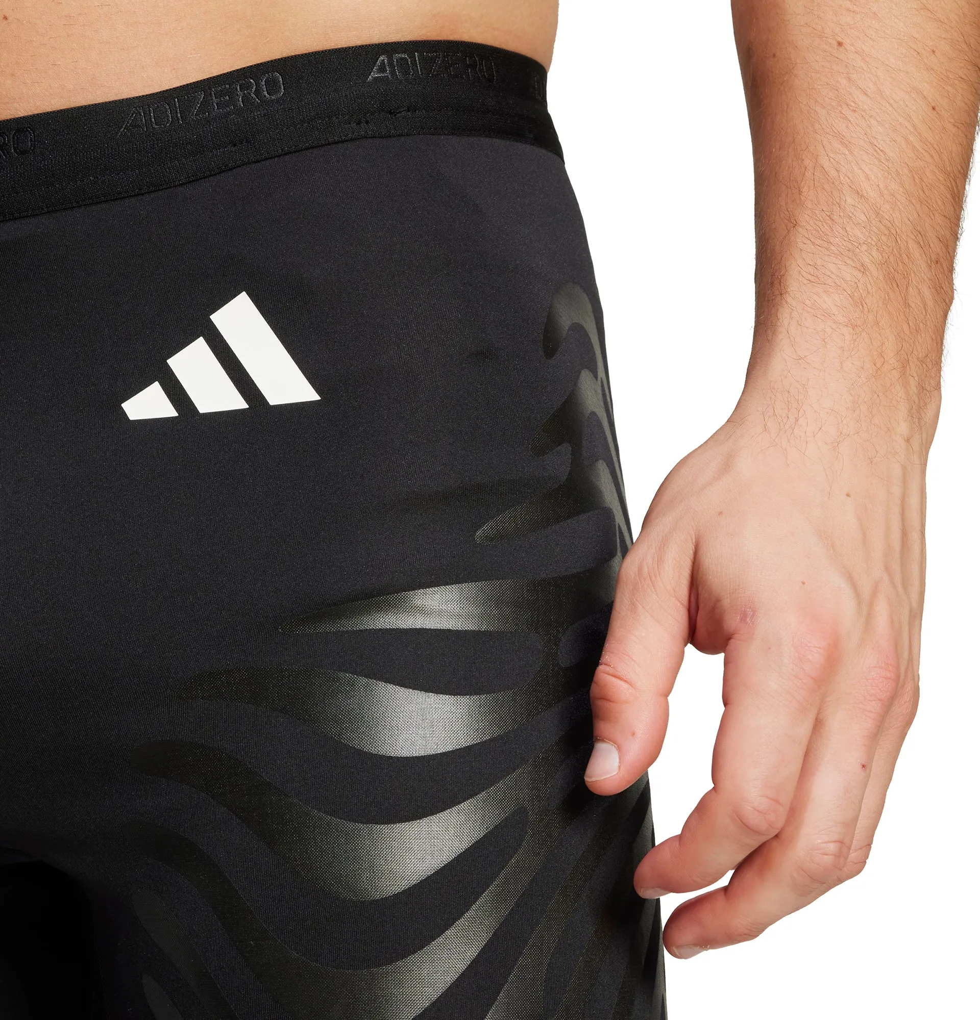 Clothing Adidas  Men adidas Adizero Control Mens Short Running Tights With Stash Pocket - Black