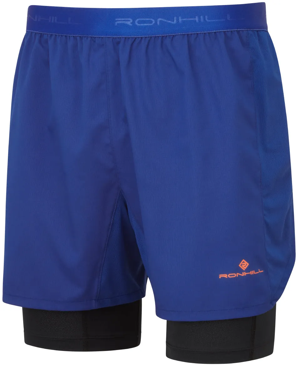 Clothing Ronhill  Men Ronhill Tech Twin 2 In 1 Mens Running Shorts - Blue