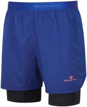 Clothing Ronhill  Men Ronhill Tech Twin 2 In 1 Mens Running Shorts - Blue