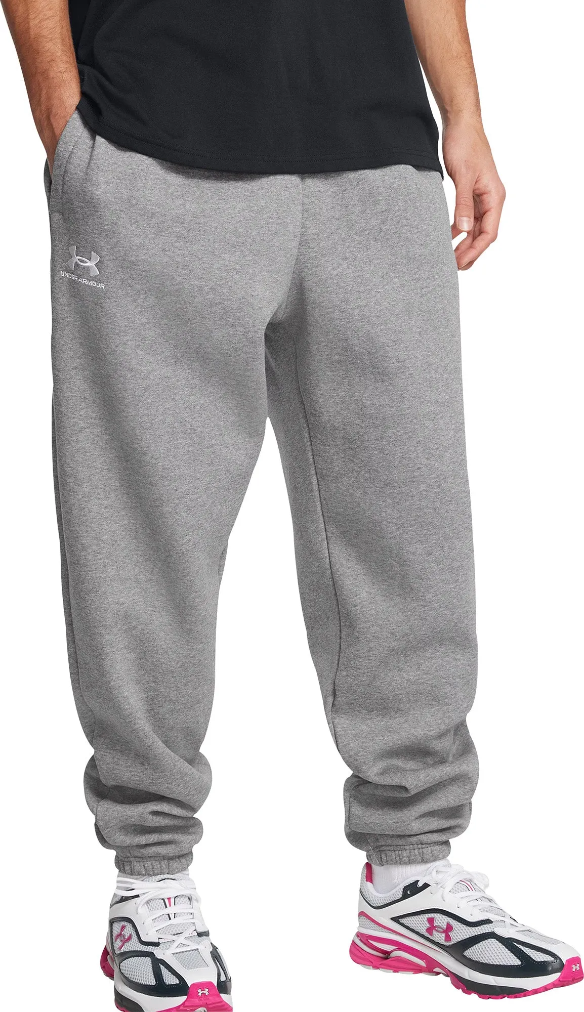 Clothing Under Armour  Men Under Armour Essentials Fleece Puddle Mens Training Pants - Grey