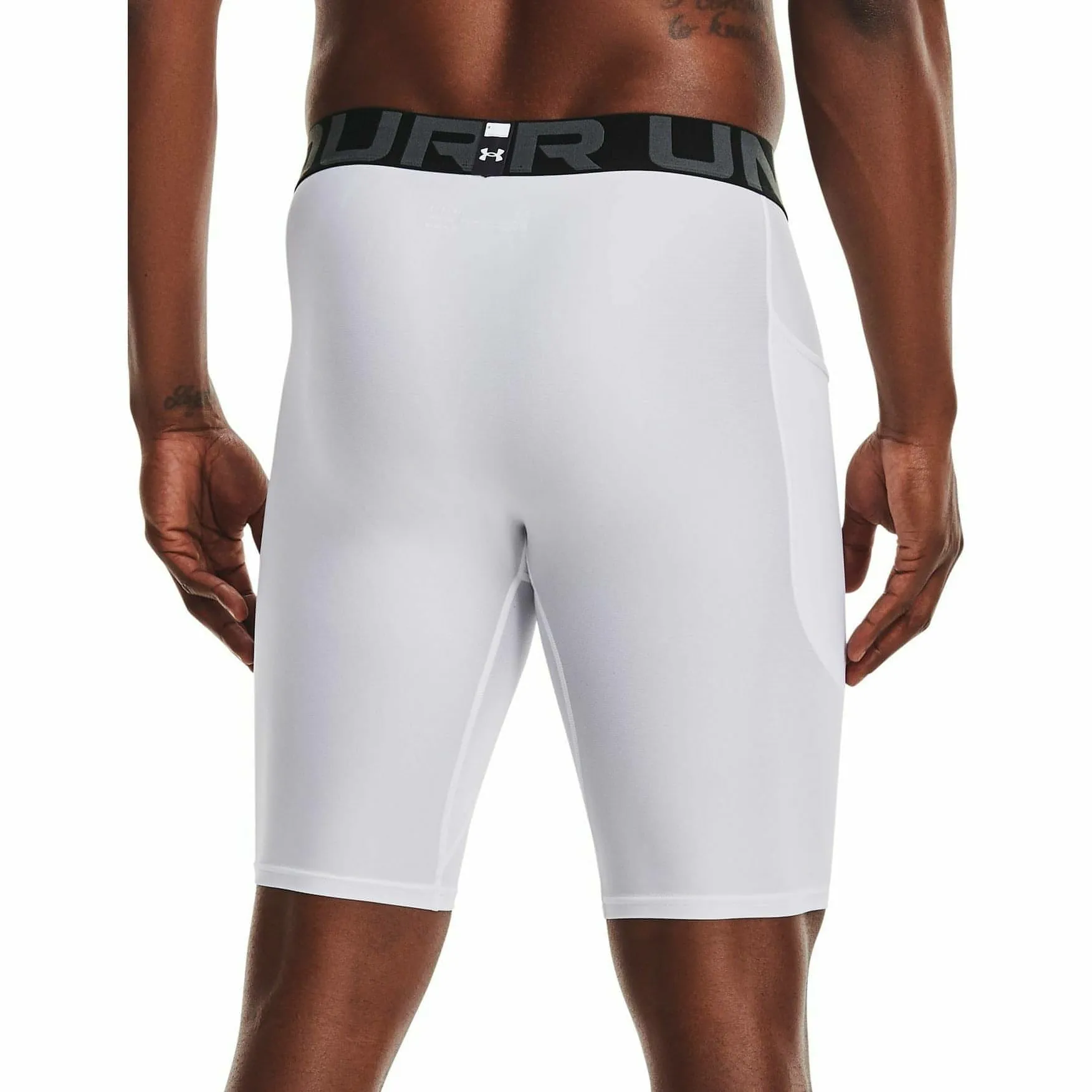 Clothing Under Armour  Men Under Armour HeatGear Pocket Long Mens Short Compression Tights - White