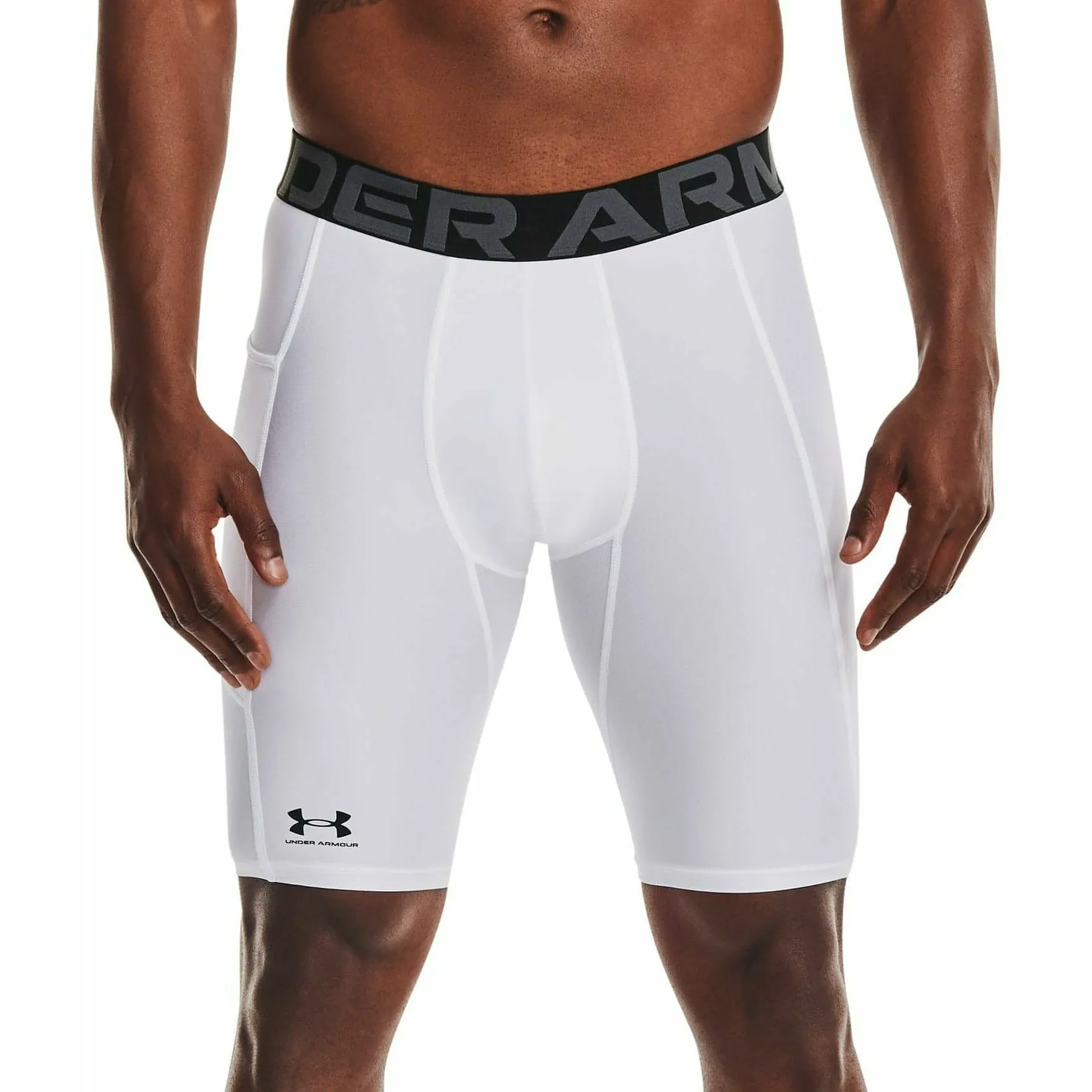 Clothing Under Armour  Men Under Armour HeatGear Pocket Long Mens Short Compression Tights - White