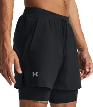 Clothing Under Armour  Men Under Armour Launch 2 In 1 Mens Running Shorts - Black