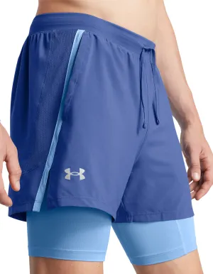 Clothing Under Armour  Men Under Armour Launch 2 In 1 Mens Running Shorts - Blue