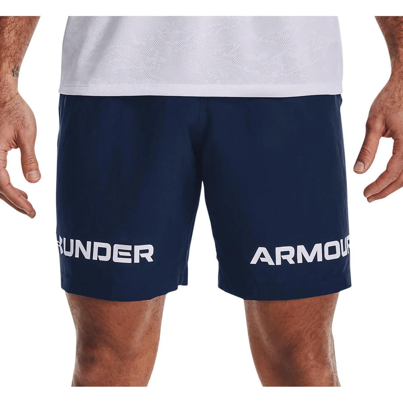 Clothing Under Armour  Men Under Armour Woven Graphic Wordmark Mens Training Shorts - Navy