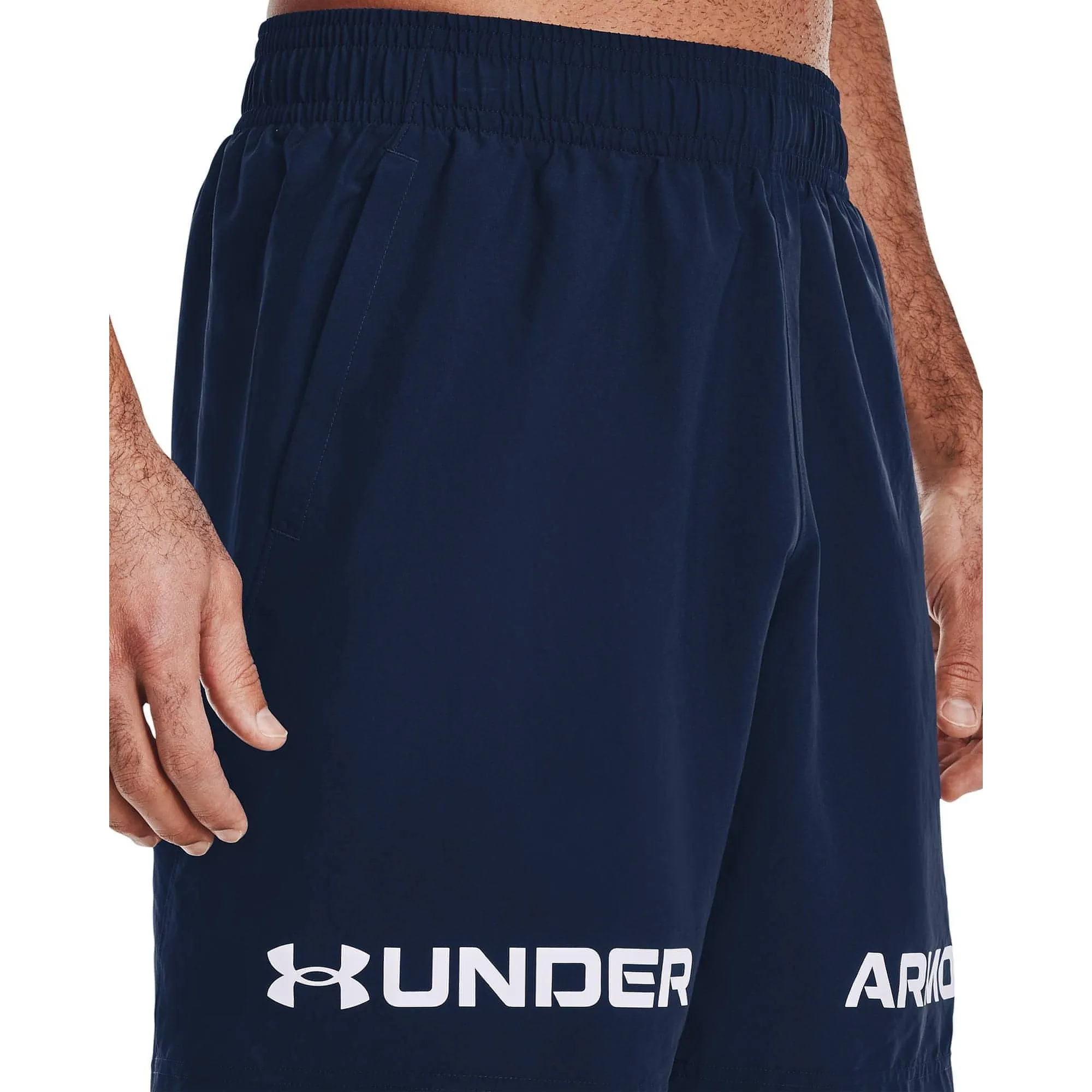 Clothing Under Armour  Men Under Armour Woven Graphic Wordmark Mens Training Shorts - Navy