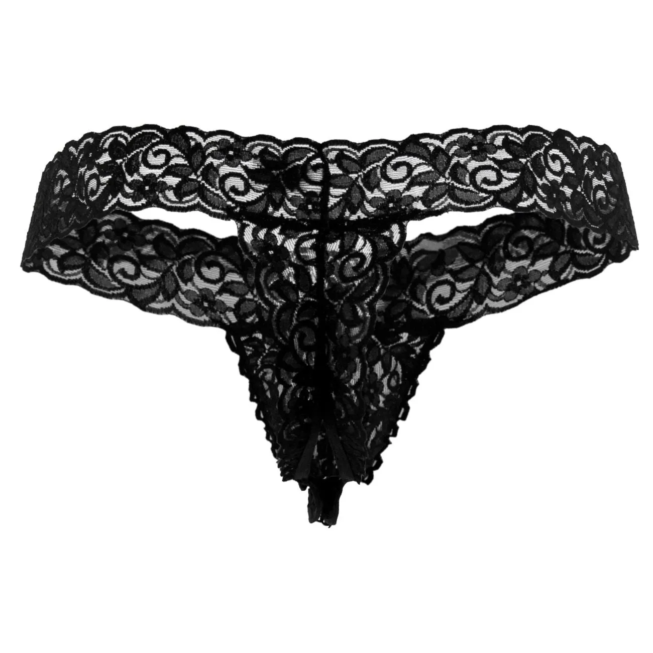 Clothing_Candyman_Mens Underwear CandyMan 99315 Peek a Boo Thongs Color Black