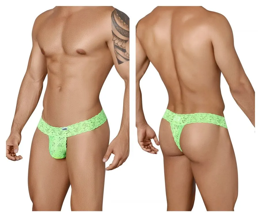 Clothing_Candyman_Mens Underwear CandyMan 99315 Peek a Boo Thongs Color Green