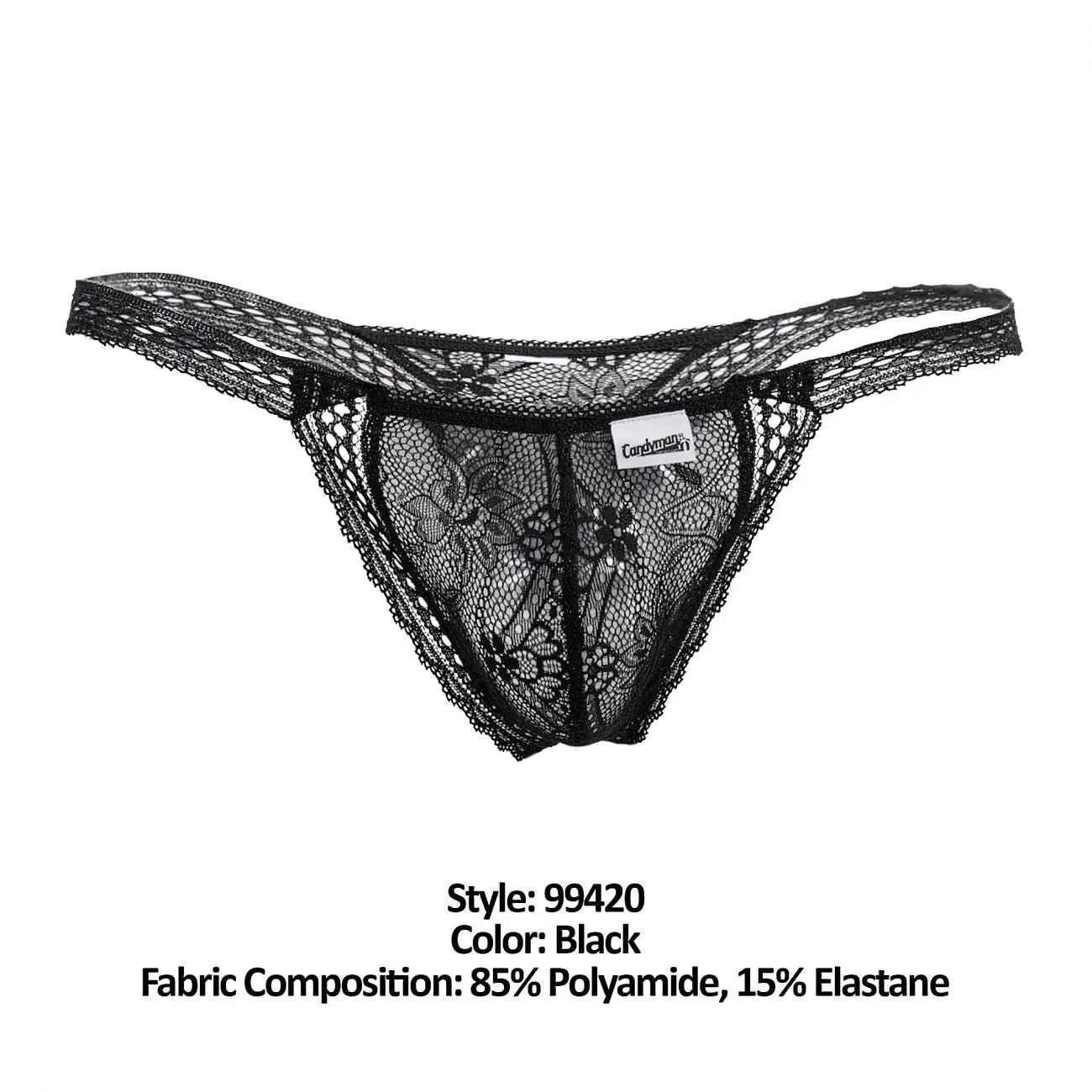 Clothing_Candyman_Mens Underwear CandyMan 99420 Double Lace Thongs Color Black