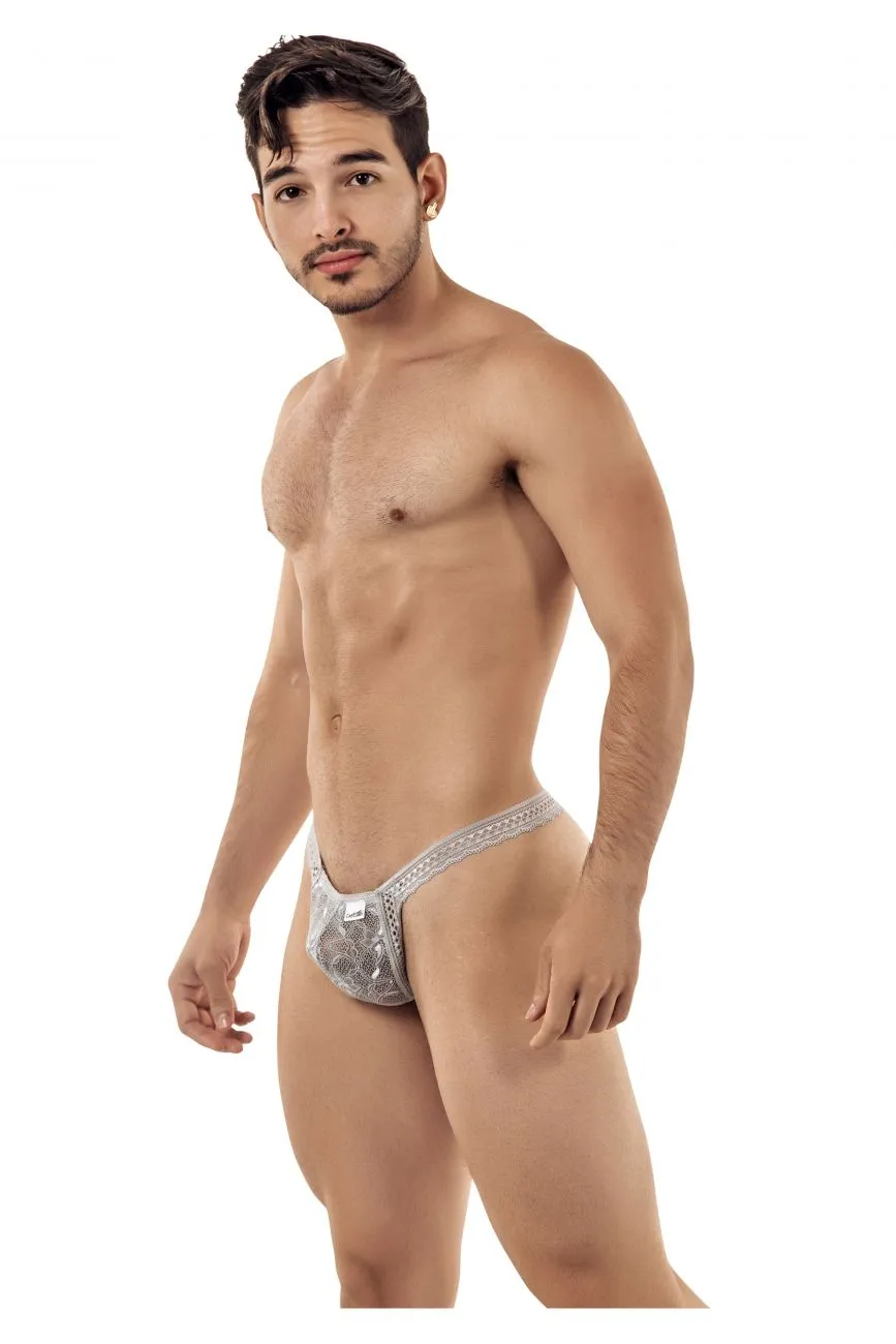Clothing_Candyman_Mens Underwear CandyMan 99420 Double Lace Thongs Color Gray