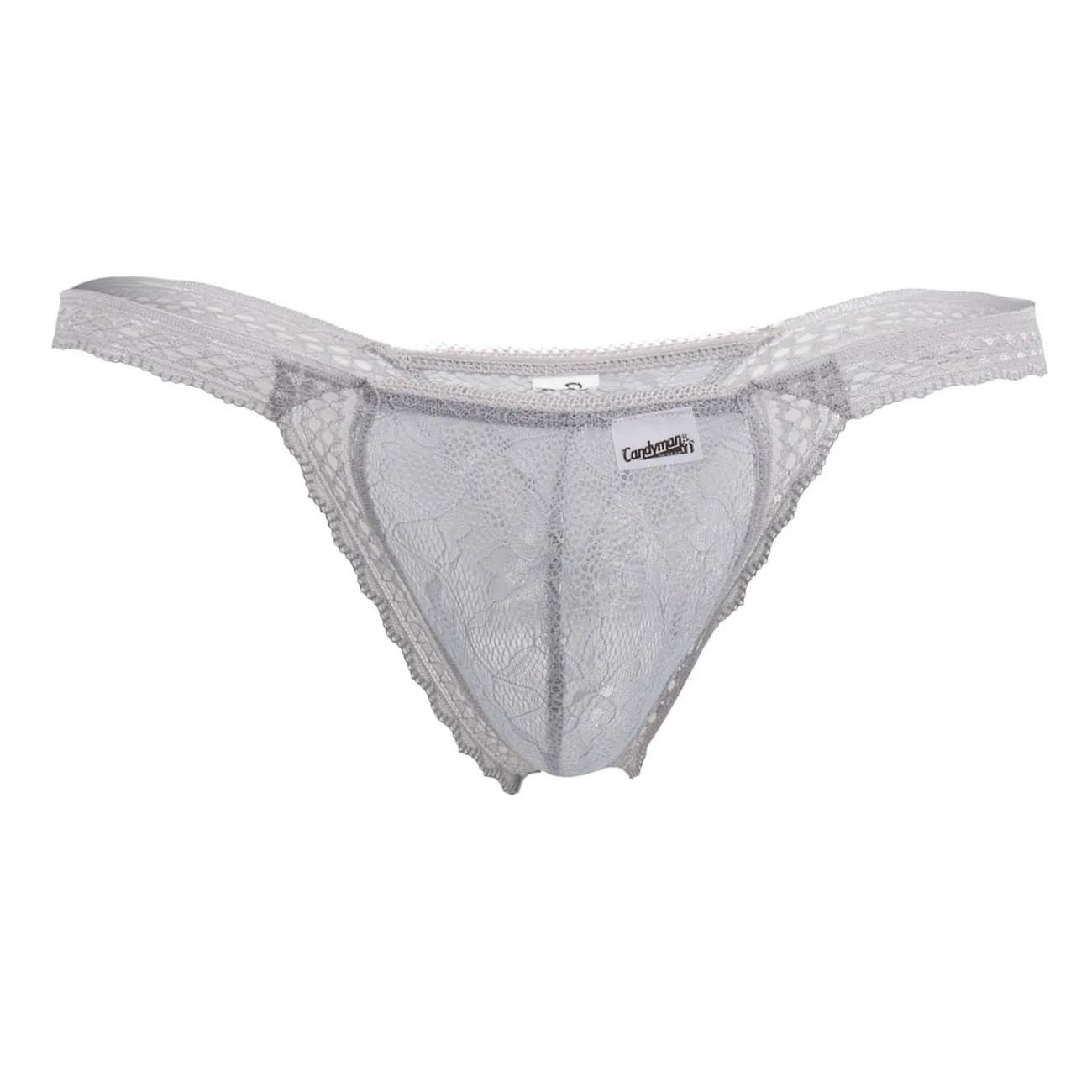 Clothing_Candyman_Mens Underwear CandyMan 99420 Double Lace Thongs Color Gray