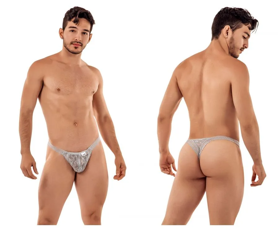 Clothing_Candyman_Mens Underwear CandyMan 99420 Double Lace Thongs Color Gray
