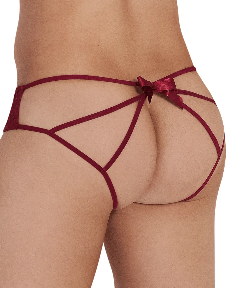 Clothing_Candyman_Mens Underwear Candyman 99535 Bow Jockstrap Burgundy