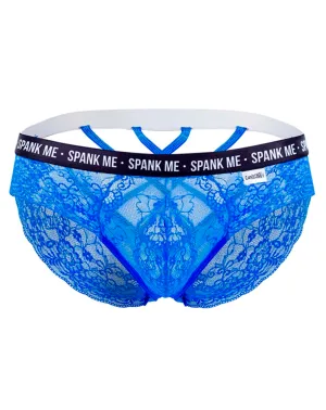 Clothing_Candyman_Mens Underwear Candyman 99615x Spank Me Lace Briefs Dark Blue