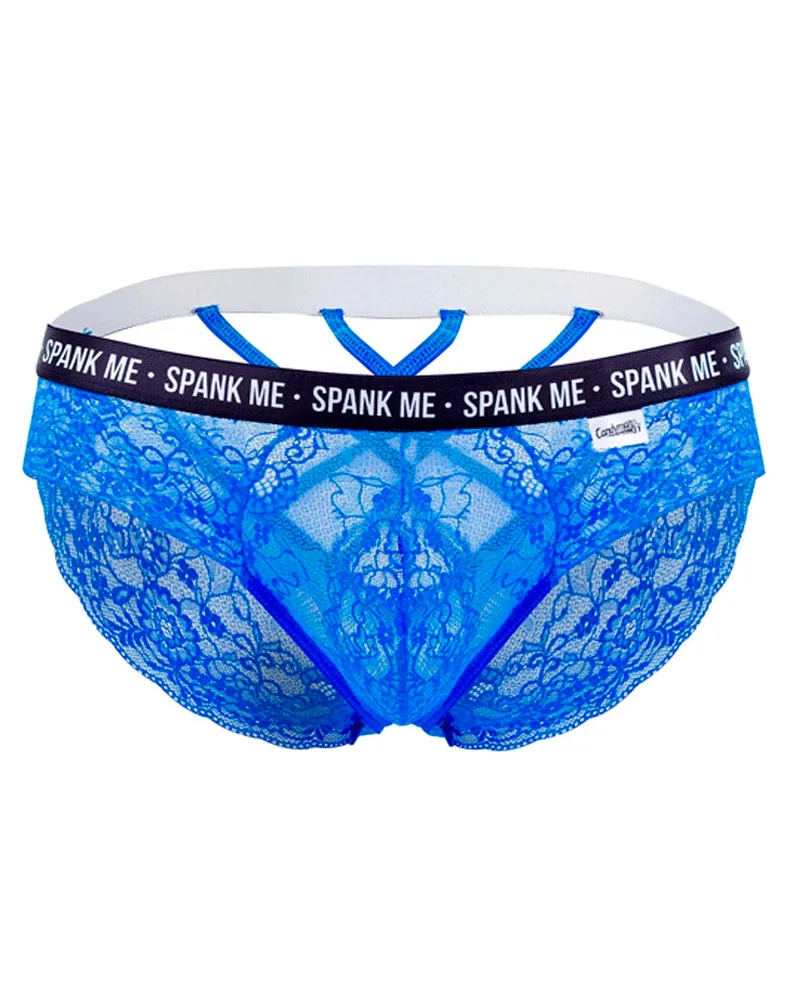Clothing_Candyman_Mens Underwear Candyman 99615x Spank Me Lace Briefs Dark Blue