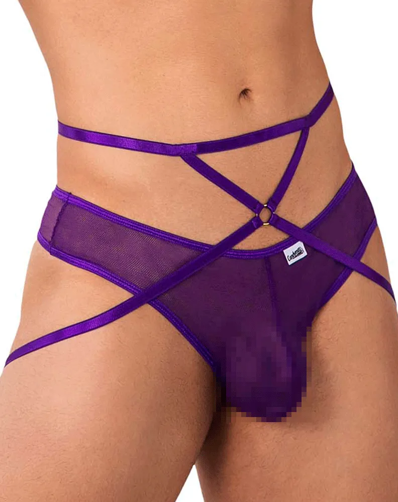 Clothing_Candyman_Mens Underwear Candyman 99640 Mesh Thongs Purple