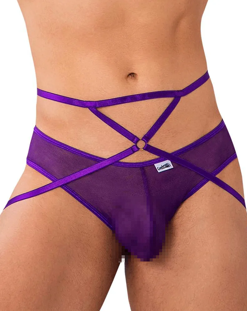 Clothing_Candyman_Mens Underwear Candyman 99640 Mesh Thongs Purple