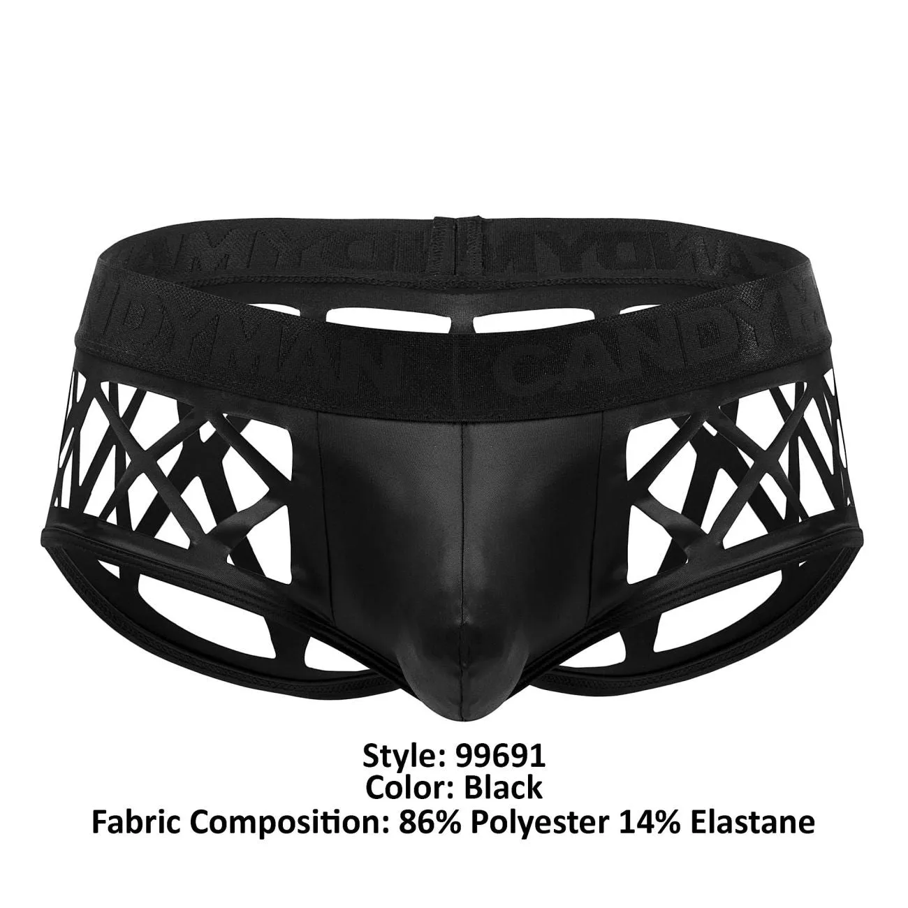 Clothing_Candyman_Mens Underwear CandyMan 99691 Cage Trunks Color Black