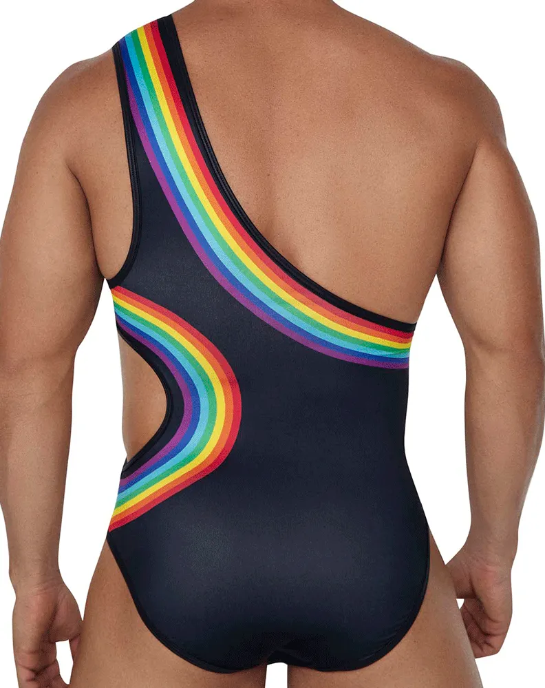 Clothing_Candyman_Mens Underwear Candyman 99702 Rainbow Bodysuit Black