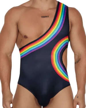 Clothing_Candyman_Mens Underwear Candyman 99702 Rainbow Bodysuit Black