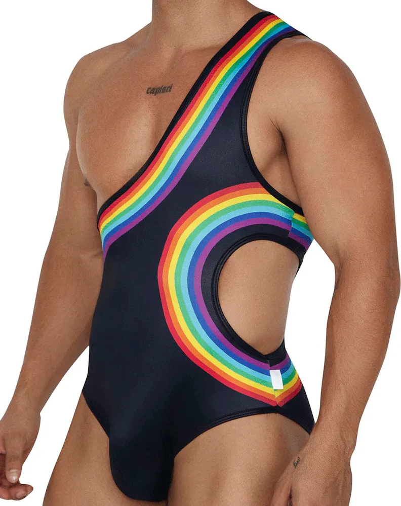 Clothing_Candyman_Mens Underwear Candyman 99702 Rainbow Bodysuit Black