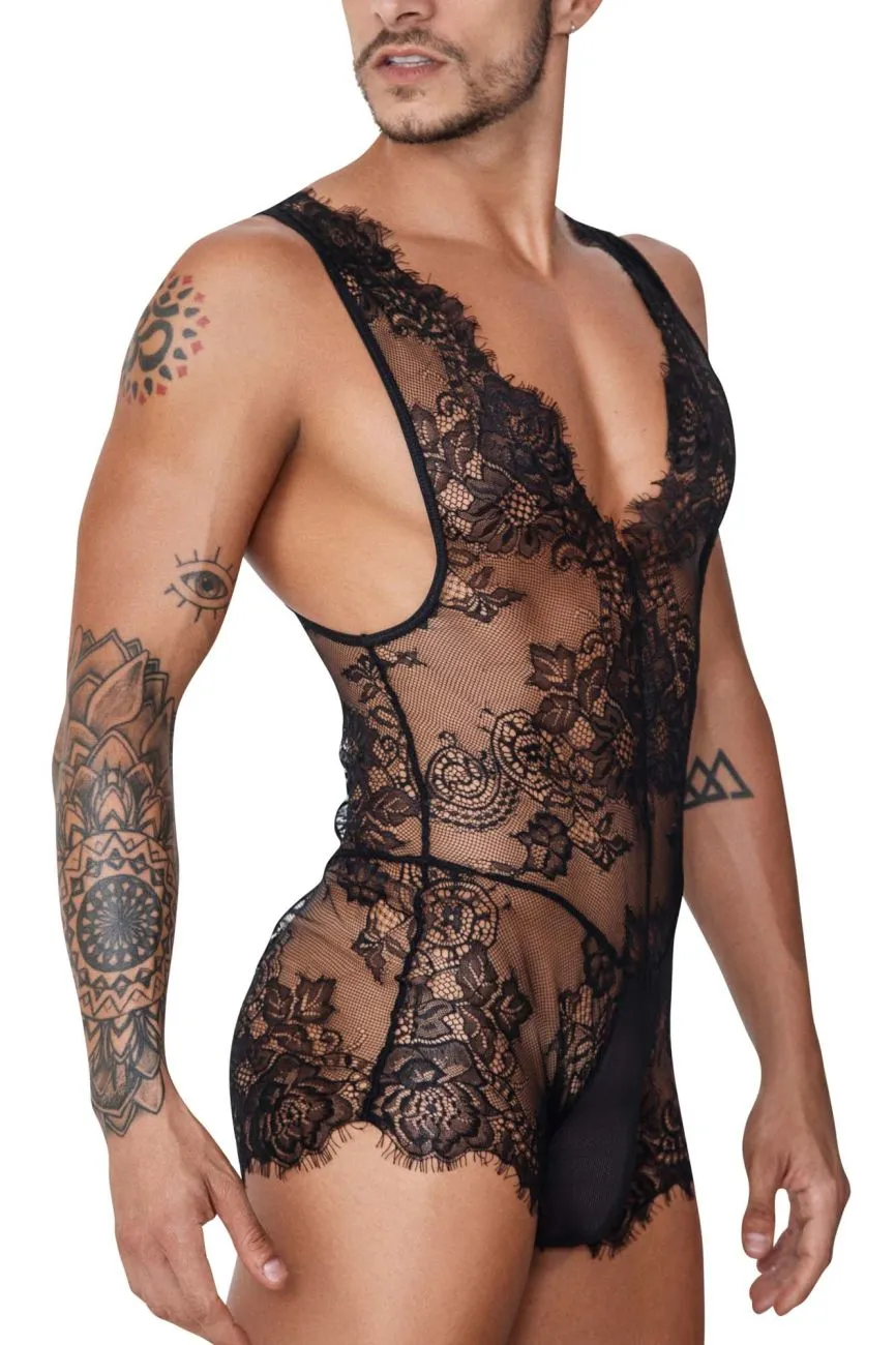 Clothing_Candyman_Mens Underwear CandyMan 99743 Lace Bodysuit Color Black