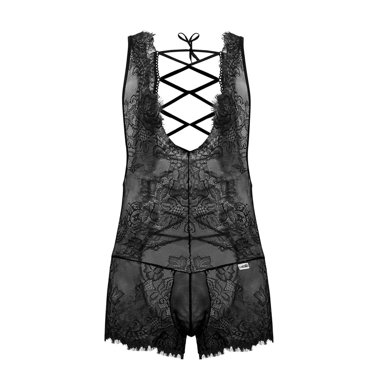 Clothing_Candyman_Mens Underwear CandyMan 99743 Lace Bodysuit Color Black