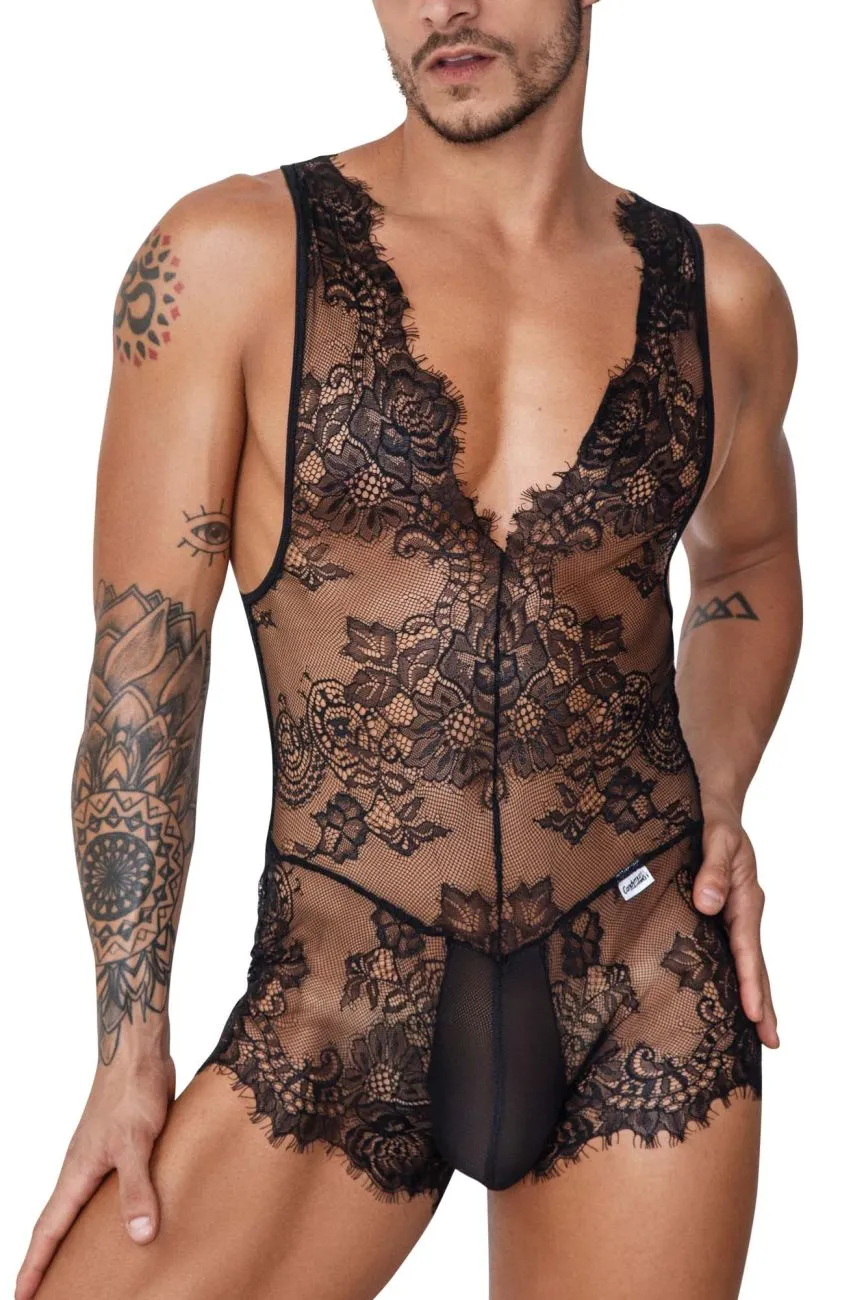 Clothing_Candyman_Mens Underwear CandyMan 99743 Lace Bodysuit Color Black