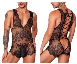 Clothing_Candyman_Mens Underwear CandyMan 99743 Lace Bodysuit Color Black