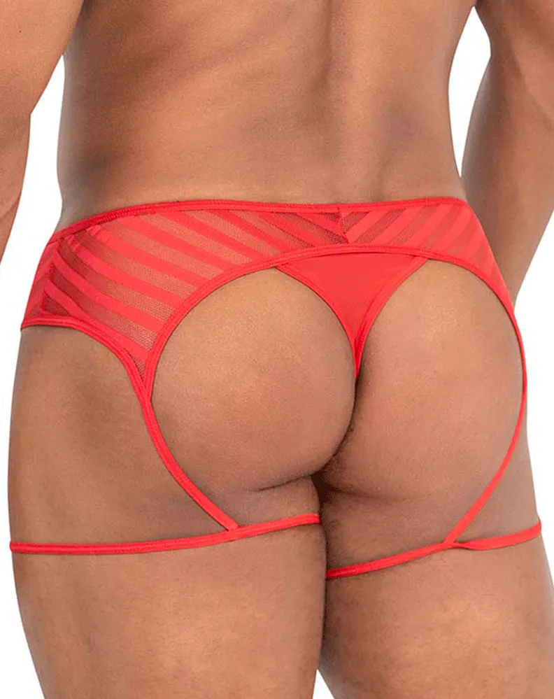 Clothing_Candyman_Mens Underwear Candyman 99792 Mesh Garter Thongs Red