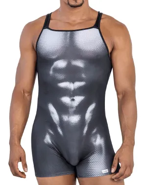 Clothing_Candyman_Mens Underwear Candyman 99796 Muscle Onesie Bodysuit Black-white