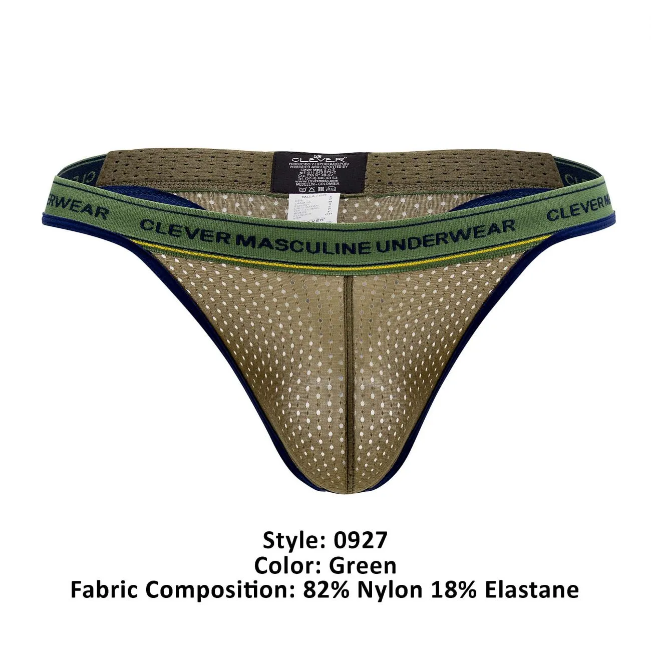 Clothing_Clever_Mens Underwear Clever 0927 Premium Thongs Color Green