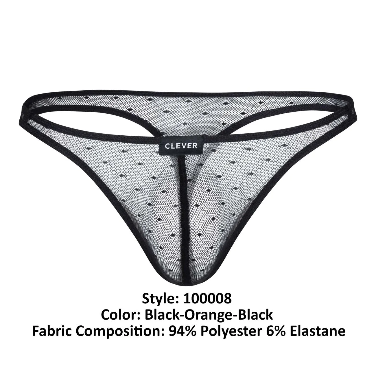Clothing_Clever_Mens Underwear Clever 100008 3PK Autralian Latin Thongs Color Black-Orange-Black