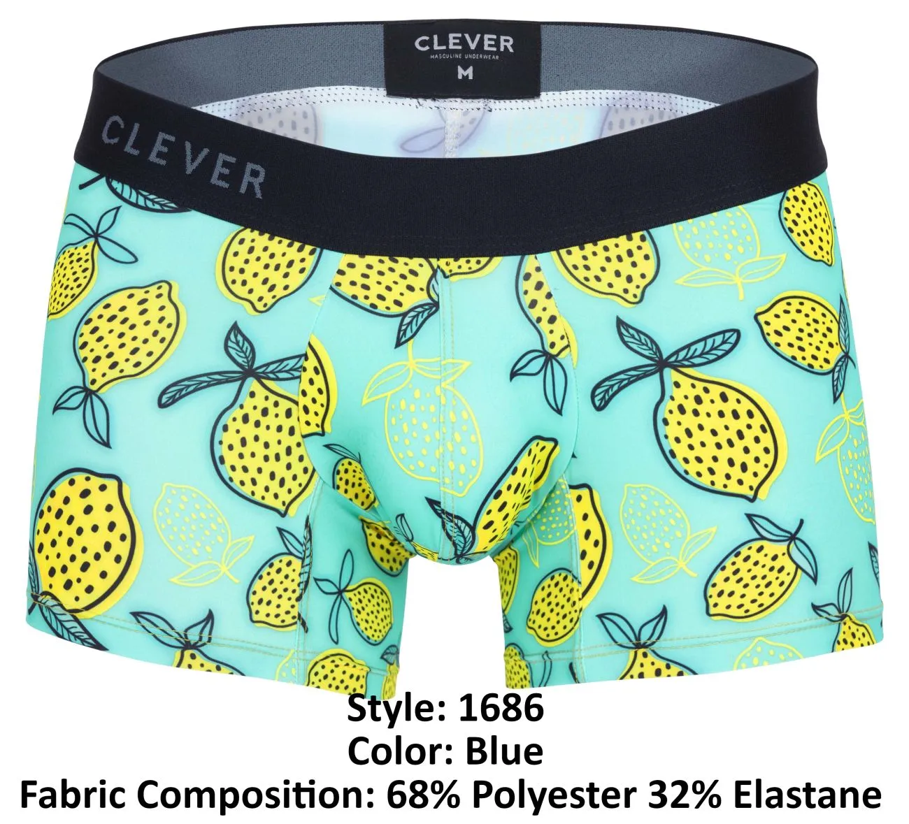 Clothing_Clever_Mens Underwear Clever 1686 Lemons Trunks Color Blue